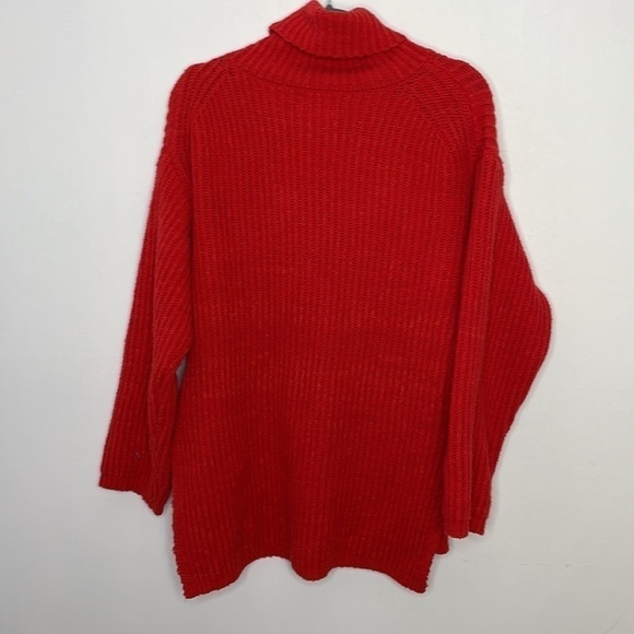 URBAN Outfitters Tomato Red Ribbed Slit Cowlneck Sweater - Picture 8 of 8